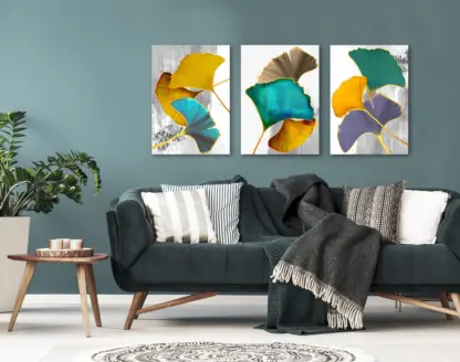 Set Tablou Canvas Abstract Frunze Ginkgo 50x70 cm