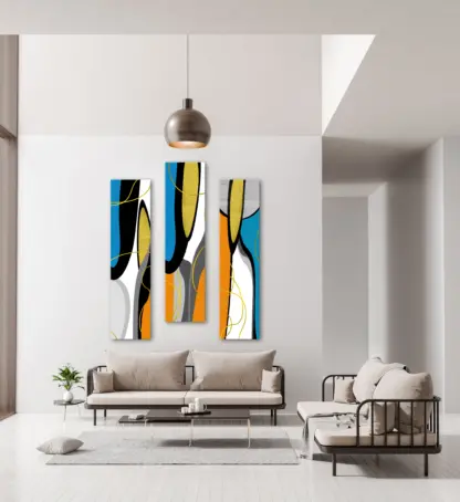 Set Tablouri Canvas Abstract Panoramic 120x30cm
